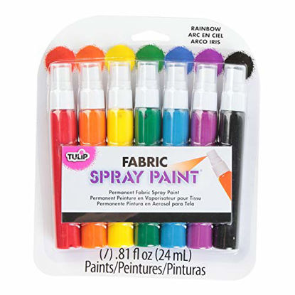 Picture of Tulip Permanent Fabric Spray Paint, 7 Pack, Rainbow, Nontoxic, Non-Aerosol