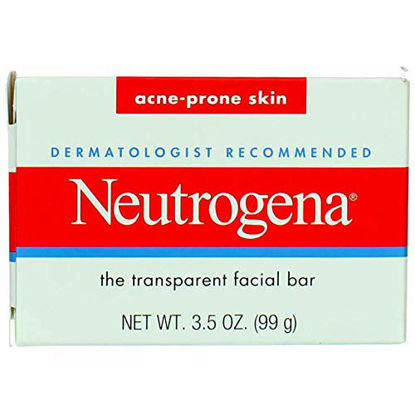 Picture of Neutrogena Original Gentle Facial Cleansing Bar with Glycerin, Pure & Transparent Face Wash Bar Soap, Free of Harsh Detergents, Dyes & Hardeners, 3.5 oz (Pack of 3)