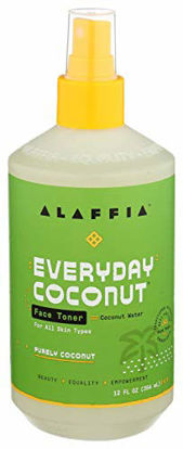 Picture of Alaffia Everyday Coconut Face Toner. Helps Hydrate and Balance Skin for All Skin Types. Made with Coconut Water, Neem, and Papaya. Cruelty Free, No Parabens, Vegan. (Purely Coconut) 12 Oz