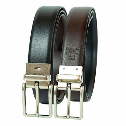 Picture of Tommy Hilfiger Men's Reversible Belt, Black/Brown Silver, 42