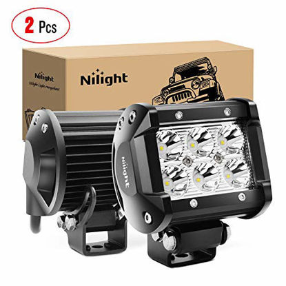 Picture of Nilight - 60001SB Led Pods 2PCS 18W 1260LM Spot Led Off Road Lights Super Bright Driving Fog Light Boat Lights Driving Lights Led Work Light SUV Jeep Lamp, 2 Years Warranty