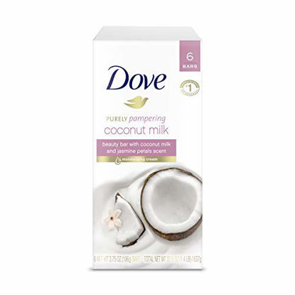 Picture of Dove Beauty Bar For Softer Skin Coconut Milk More Moisturizing Than Bar Soap 3.75 oz 6 Bars