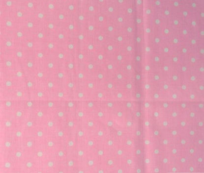 Picture of Small Polka Dot Poly Cotton White Dots on Pink 58 Inch Fabric By the Yard (F.E.