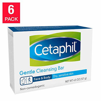 Picture of Cetaphil Gentle Cleansing Bar for Dry/Sensitive Skin 4.50 Ounce (6 Pack)