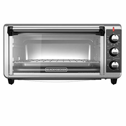 Picture of BLACK+DECKER TO3250XSB 8-Slice Extra Wide Convection Countertop Toaster Oven, Includes Bake Pan, Broil Rack & Toasting Rack, Stainless Steel/Black