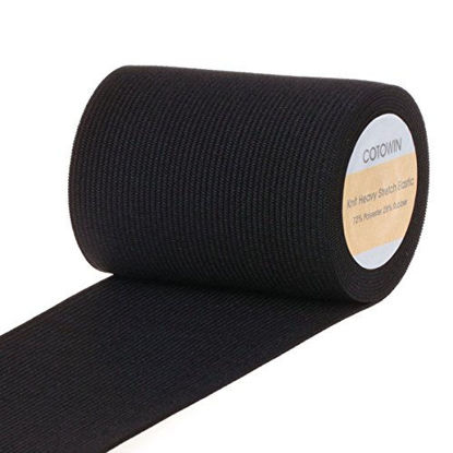 Picture of COTOWIN 3-inch Wide Black Heavy Stretch High Elasticity Knit Elastic Band 3 Yards