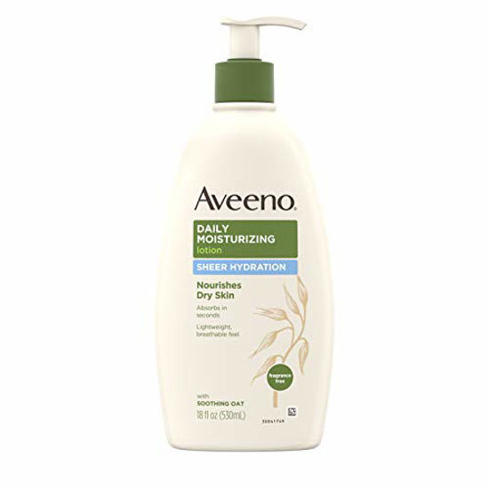 Picture of Aveeno Sheer Hydration Daily Moisturizing Lotion for Dry Skin with Soothing Oat, Lightweight, Fast-Absorbing & Fragrance-Free Intense Body Moisturizer, 18 fl. oz