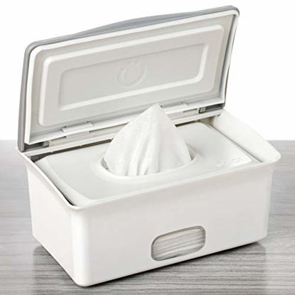 Picture of Ubbi Baby Wipes Dispenser | Baby Wipes Case | Baby Wipes Holder with Weighted Plate, Keeps Wipes Fresh and Non-Slip Rubber Feet, Gray