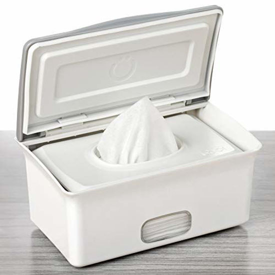 Picture of Ubbi Baby Wipes Dispenser | Baby Wipes Case | Baby Wipes Holder with Weighted Plate, Keeps Wipes Fresh and Non-Slip Rubber Feet, Gray