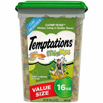 Picture of TEMPTATIONS Mixups Crunchy and Soft Cat Treats Catnip Fever Flavor, 16 Oz. Tub