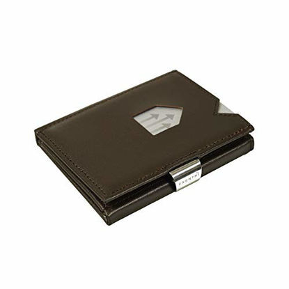 Picture of EXENTRI Trifold Wallets w/RFID in Brown - Premium Leather w/Stainless Steel Locking Clip
