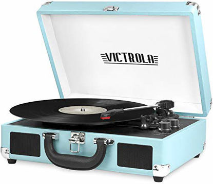 Picture of Victrola Vintage 3-Speed Bluetooth Portable Suitcase Record Player with Built-in Speakers | Upgraded Turntable Audio Sound| Includes Extra Stylus | Turquoise, Model Number: VSC-550BT-TQ