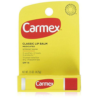 Picture of Carmex Classic Lip Balm, Lip Protectant Sunscreen SPF 15, 0.15 oz (Pack of 6)