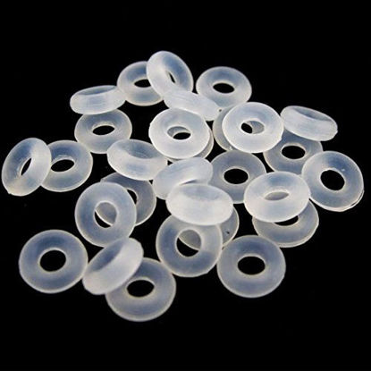 Picture of LQZ(TM) 80Pcs Silicone Rubber Stoppers Ring Bead Charms Bracelets Compatible for Use Alone Or With Clip Lock Spacer Charm - Clear