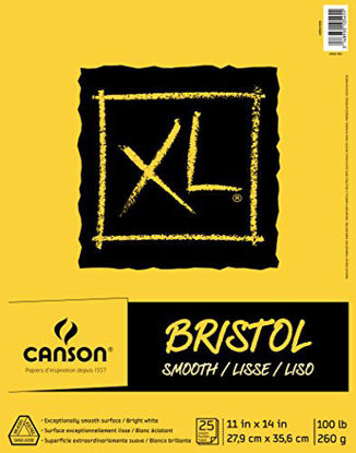Picture of Canson XL Series Bristol Pad, Heavyweight Paper for Ink, Marker or Pencil, Smooth Finish, Fold Over, 100 Pound, 11 x 14 Inch, Bright White, 25 Sheets