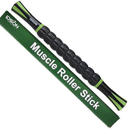 Picture of Idson Muscle Roller Stick for Athletes- Body Massage Sticks Tools-Muscle Roller Massager for Relief Muscle Soreness,Cramping and Tightness,Help Legs and Back Recovery,Black Green