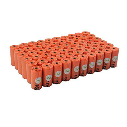 Picture of PET N PET Earth-Friendly 1080 Counts 60 Rolls Large Unscented Dog Waste Bags Doggie Bags Orange Color (Orange-1080 Counts Refills, Orange refills)