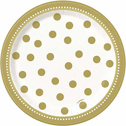 Picture of Unique tableware Golden Birthday Party Dessert Plates, 7", 8 Ct, Gold