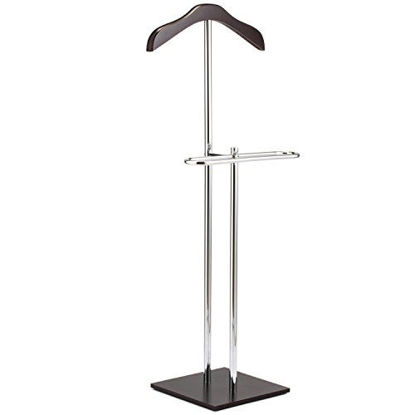 Picture of Brown Wood & Metal Suit Valet Floor Stand/Garment Organizer Rack/Coat & Pants Hanger - MyGift