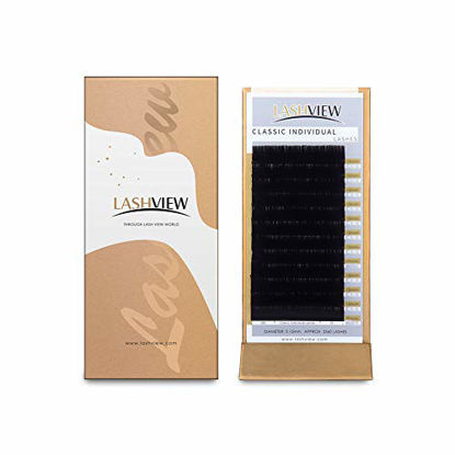 Picture of LASHVIEW 0.20 Thickness Silk Mink D Curl Fake Eyelash Extensions Mixed Tray 8-15mm Natural Thick Lashes Individual Semi-Permanent Eyelashes Application for Professional Salon Use