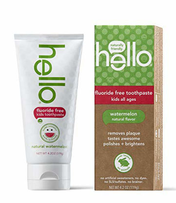 Picture of Hello Oral Care Kids Fluoride Free and SLS Free Toothpaste, Natural Watermelon, 4.2 Ounce