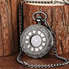 Picture of MJSCPHBJK Black Pocket Watch Roman Pattern Steampunk Retro Vintage Quartz Roman Numerals Pocket Watch for Xmas Fathers Day Gift