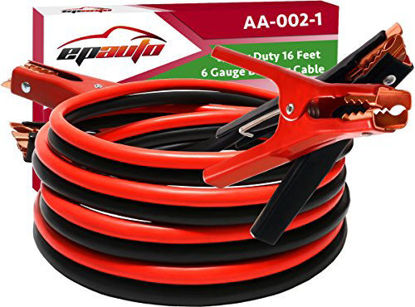 Picture of EPAuto 6 Gauge x 16 Ft Heavy Duty Booster Jumper Cables with Travel Bag and Safety Gloves