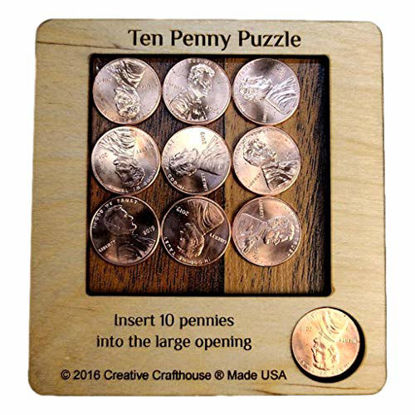 Picture of 10 Penny Puzzle - A Circle Packing Problem - Ten Mint Pennies are Included
