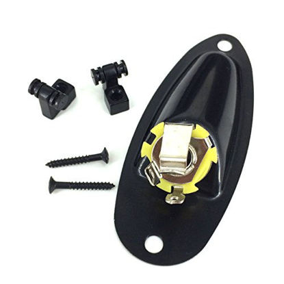 Picture of Greenten Black Loaded Jack Socket Plate and Roller String Trees String with Screws for Fender Strat SQ Replacement