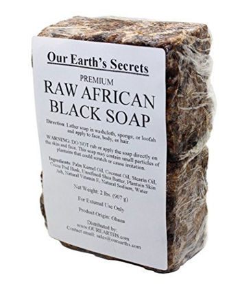 Picture of Our Earth's Secrets Natural Raw African Black Soap, 2 lbs.