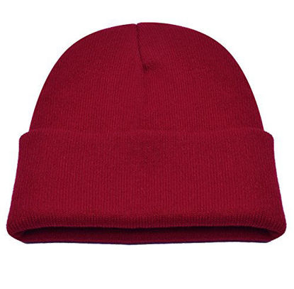 Picture of PZLE Knit Hat USA Sport Winter Hats Red Watch Cap Beanie Red Hat Caps Dark Red