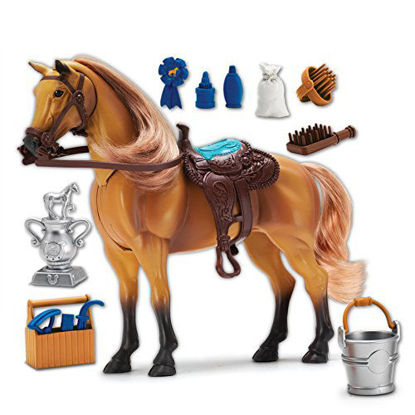 Picture of Sunny Days Entertainment Blue Ribbon Champions Deluxe Toy Horses: Quarter Horse with Articulation, Sound & Grooming Accessories (101844)