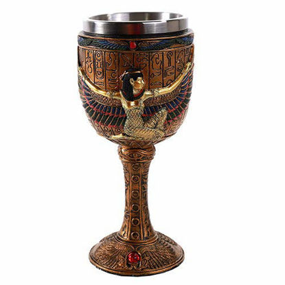 Picture of Pacific Giftware Egyptian Goddess Isis Open Wing Golden Wine Goblet Stainless Steel Liner 6oz