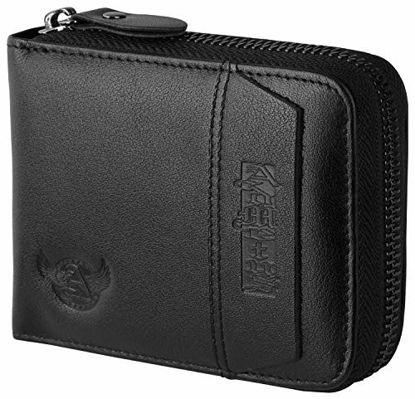 Picture of Admetus Men's Genuine Leather Short Zip-around Bifold Wallet Zero Purse Black 6