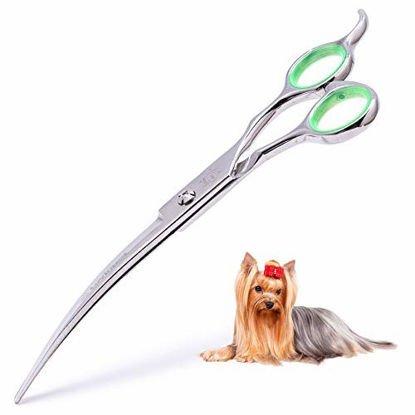 Picture of LovinPet Pet Grooming Scissors Professional Dog Cat Grooming Shears with Round Blunt Tip Stainless Steel, Dog Curved Scissors for Grooming Cats Dogs Grooming Tools