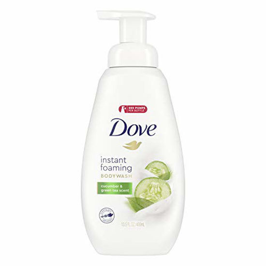 Picture of Dove Instant Foaming Body Wash with NutriumMoisture Technology Cucumber & Green Tea Scent Effectively Washes Away Bacteria While Nourishing Your Skin 13.5 oz