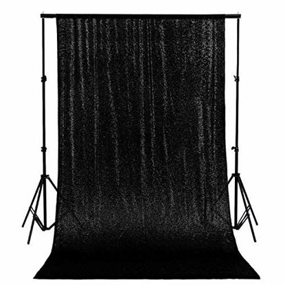 Picture of Holiday Decoration Curtains,2FTx8FT-Sequin Backdrop-Black, Shimmer Party/Wedding Photo Booth Backdrop
