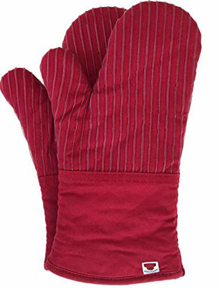 Picture of BIG RED HOUSE Oven Mitts, with The Heat Resistance of Silicone and Flexibility of Cotton, Recycled Cotton Infill, Terrycloth Lining, 480 F Heat Resistant Pair Red