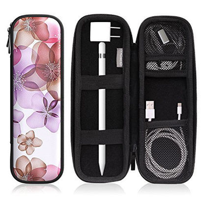 Picture of MoKo Holder Case Fit i-Pencil/i-Pencil 2, PU Leather Case for Samsung Stylus Pen Surface Pen, Fit New iPad 8th Gen 2020/7th Gen 10.2/iPad Air 4th Gen/iPad Pro 11 & 12.9 2020 - Floral Purple