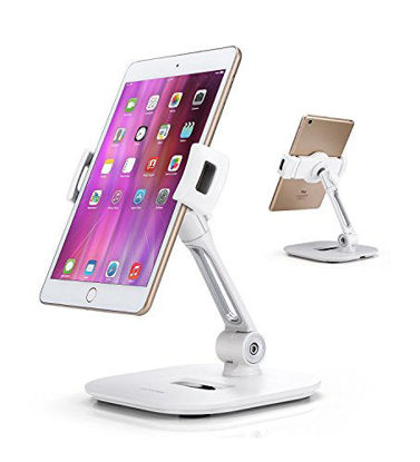 Picture of AboveTEK Stylish Aluminum Tablet Stand, Cell Phone Holder, Folding 360° Swivel iPad iPhone Desk Mount Holders fits 4-11 Display Tablet/Smartphones for Kitchen Bedside Office Table POS Kiosk Showroom