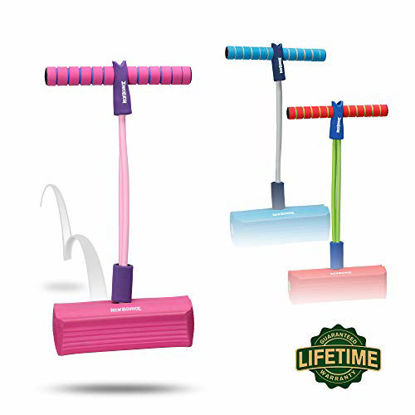 Picture of New Bounce Foam Pogo Stick Jumper for Kids 100% Safe, Bouncy Toy for Toddlers|Fun Foam Hopper for Children|Squeaks with Each Hop|Great Gift for Girls and Boys (Pink)