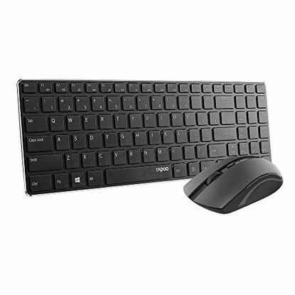 Picture of Rapoo 9300T Wireless Slim Keyboard and Mouse Combo, Ultra-Thin Lightweight, Comfortable Silent Keyboards, 2.4G 500/1000 DPI Smooth Portable Mouse, Suitable for Office, School, Business, Travel, Black