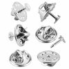 Picture of 120 Pairs Butterfly Clutch Tie Tacks Pin Back Replacement with 8mm Length Blank Pins for Craft Making, Silver