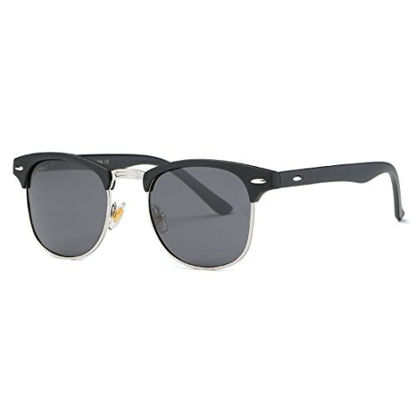Picture of AEVOGUE Polarized Sunglasses Semi-Rimless Frame Brand Designer Classic AE0369 (Matte Black&Silver&Black, 48)