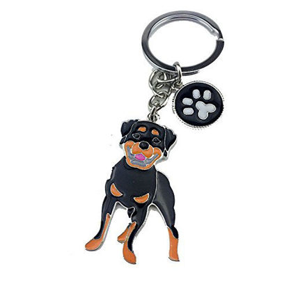 Picture of BBEART Dog Keychain ring, Cool Cute Pet Dog Keyring Bag Charm Mini Metal Key Ring Keyfob (Rottweiler)
