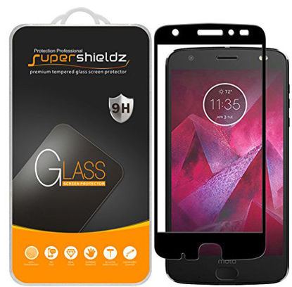 Picture of Supershieldz (2 Pack) for Motorola (Moto Z2 Force) Edition and Moto Z Force Edition (2nd Gen) Tempered Glass Screen Protector, (Full Screen Coverage) Anti Scratch, Bubble Free (Black)