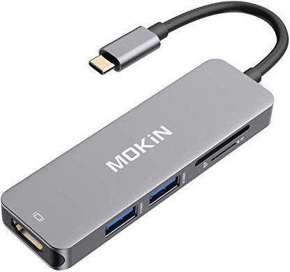 Picture of USB C Hub HDMI Adapter for MacBook Pro 2019/2018/2017, MOKiN 5 in 1 Dongle USB-C to HDMI, Sd/TF Card Reader and 2 Ports USB 3.0 (Space Gray)