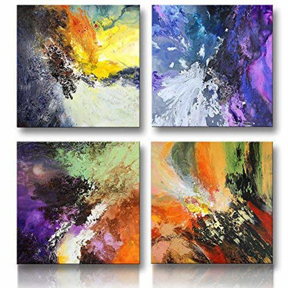 Picture of Abstract Wall Art for Living Room Bedroom Bathroom Office Kitchen Wall Decor Canvas Prints Original Abstract Painting on Canvas Modern Framed Art Blue Purple