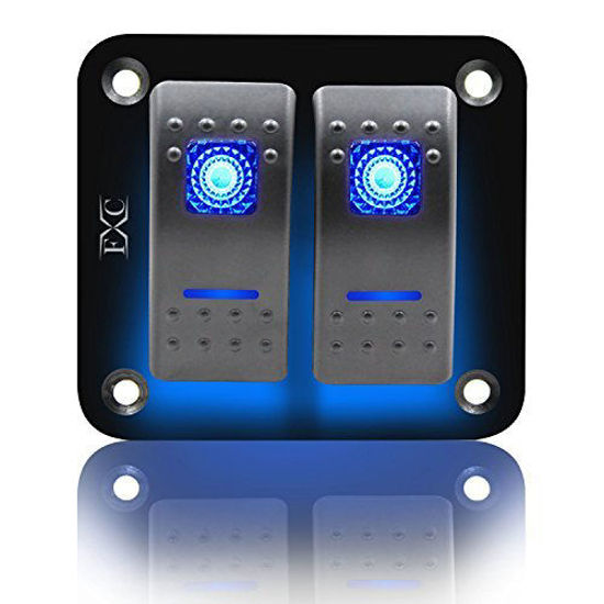 FXC Rocker Switch Panel 3 Gang Toggle Switches Dash 5 Pin ON/Off 2 LED Backlit for Boat Car Marine