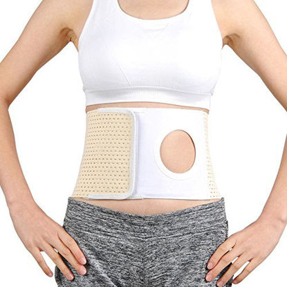 Picture of Whiidoom Elastic Ostomy Hernia Belt for Waist Abdominal with Stoma Opening (M, Beige)